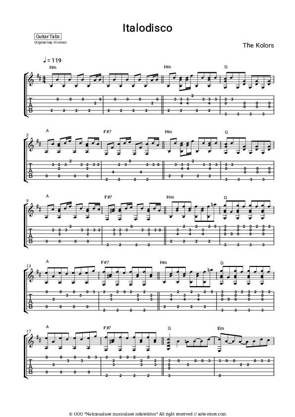 Italodisco - The Kolors Tabs - Guitar.Tabs