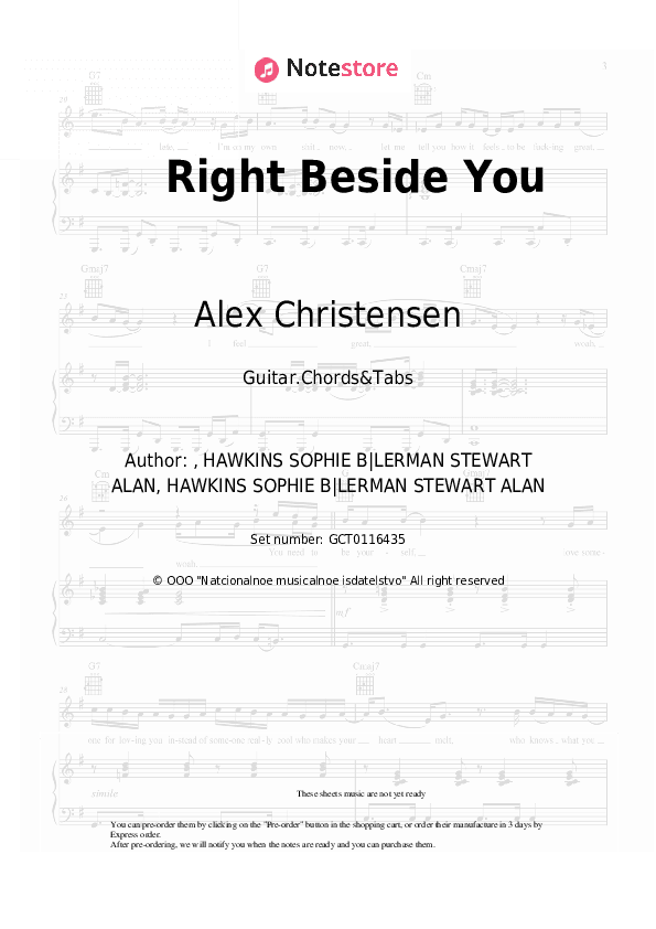 Right Beside You - Alex Christensen, The Berlin Orchestra, Stereoact, Asja Ahatovic Chords and Tabs - Guitar.Chords&Tabs