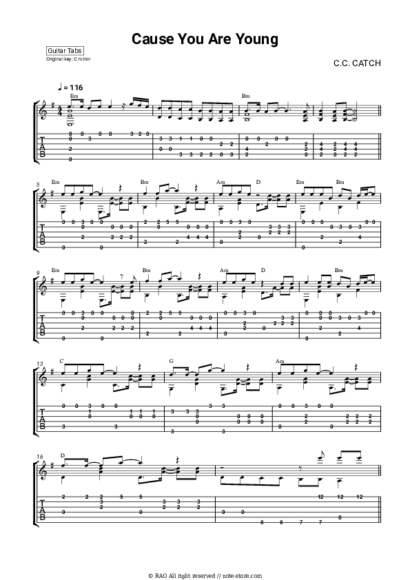 'Cause You Are Young - C. C. Catch Tabs - Guitar.Tabs