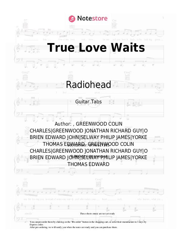 True Love Waits - Radiohead Tabs - Guitar.Tabs