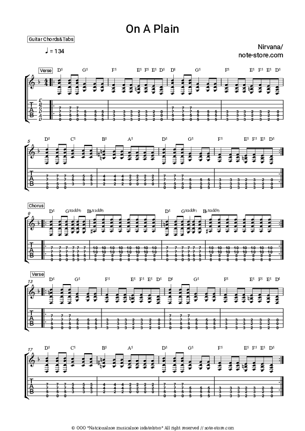 On a Plain - Nirvana Chords and Tabs - Guitar.Chords&Tabs