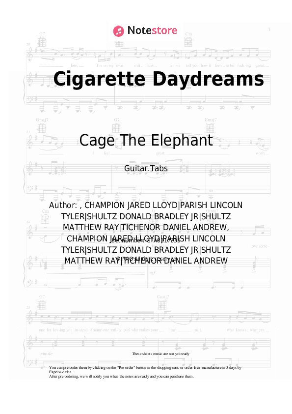 Cigarette Daydreams - Cage The Elephant Tabs - Guitar.Tabs