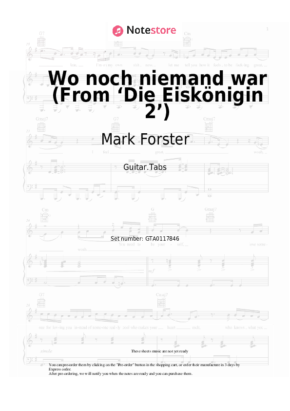 Wo noch niemand war (From ‘Die Eiskönigin 2’) - Mark Forster Tabs - Guitar.Tabs