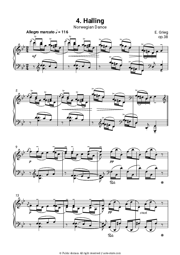 Lyric Pieces, op.38. No. 4 Dance - Edvard Hagerup Grieg Piano Sheet Music - Piano.Solo