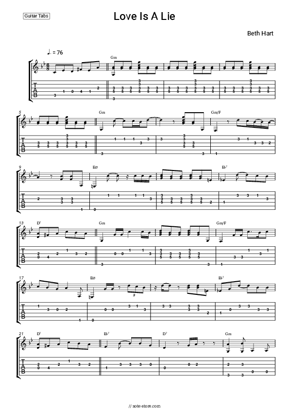 Love Is A Lie - Beth Hart Tabs - Guitar.Tabs