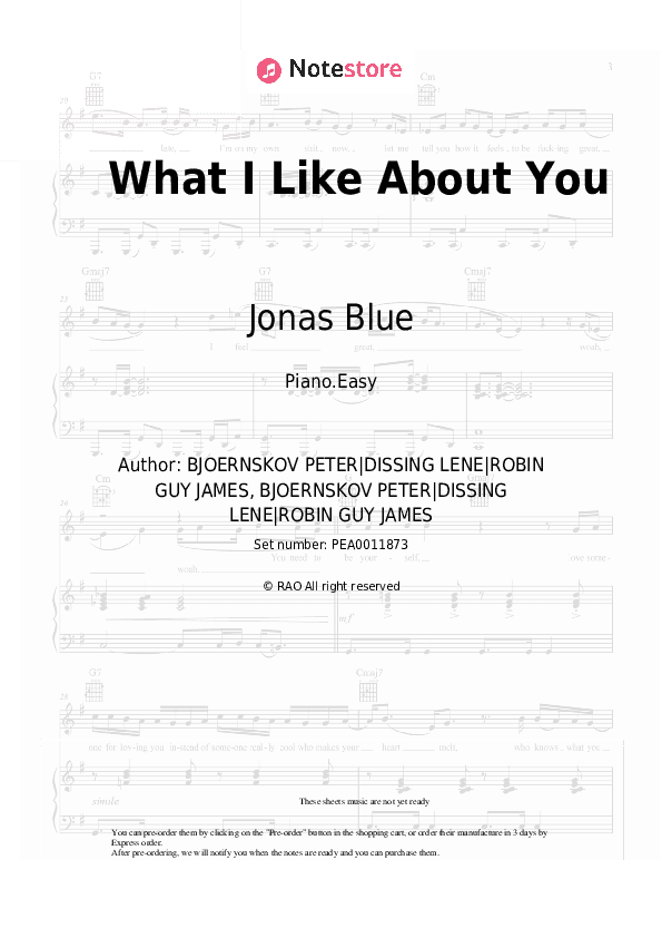 What I Like About You - Jonas Blue, Theresa Rex Piano Sheet Music Easy - Piano.Easy