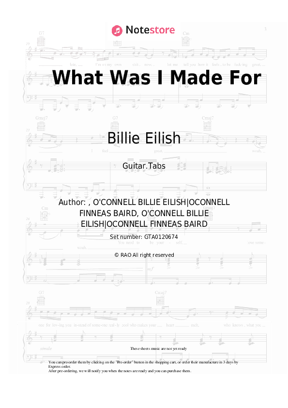 What Was I Made For - Billie Eilish Tabs - Guitar.Tabs