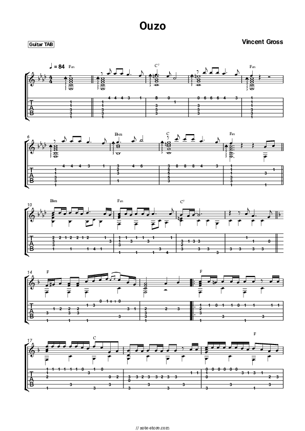 Ouzo - Vincent Gross Tabs - Guitar.Tabs