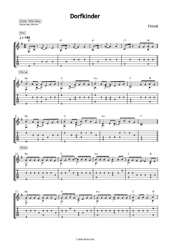 Dorfkinder - Finnel Tabs Easy - Guitar.Tab.Easy
