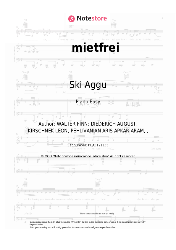 mietfrei - Ski Aggu, SIRA Piano Sheet Music Easy - Piano.Easy