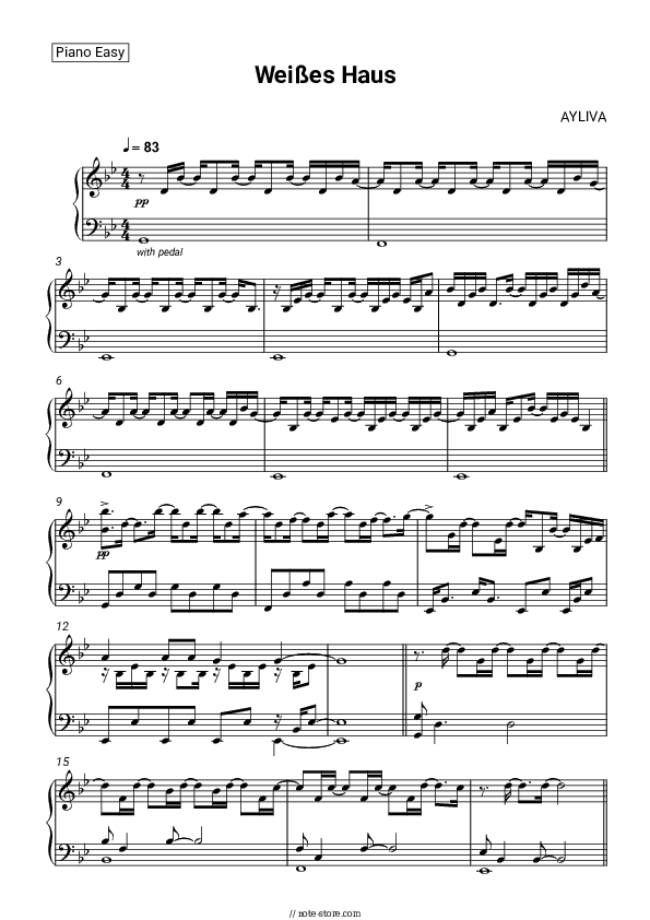 Weißes Haus - AYLIVA Piano Sheet Music Easy - Piano.Easy