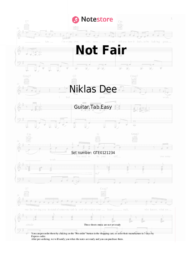Not Fair - Niklas Dee, Old Jim, Enny-Mae Tabs Easy - Guitar.Tab.Easy