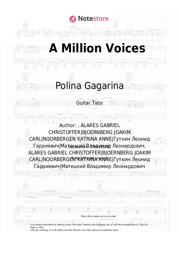 A Million Voices - Polina Gagarina Tabs - Guitar.Tabs