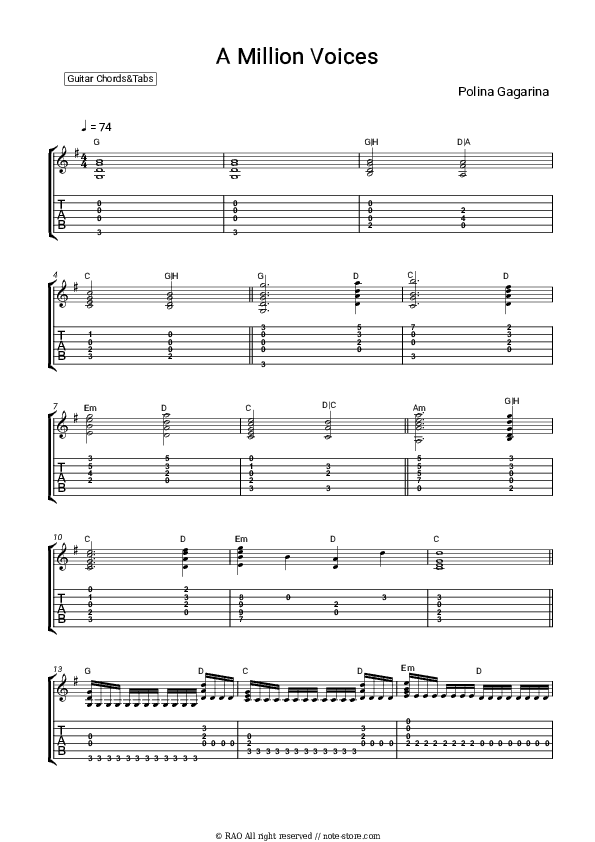 A Million Voices - Polina Gagarina Chords and Tabs - Guitar.Chords&Tabs