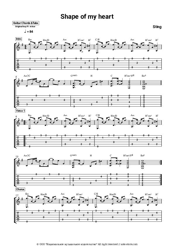 Shape of My Heart - Sting Chords and Tabs - Guitar.Chords&Tabs