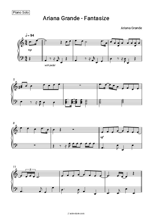 Fantasize - Ariana Grande Piano Sheet Music - Piano.Solo