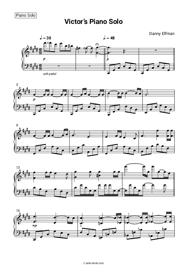 Victor’s Piano Solo - Danny Elfman Piano Sheet Music - Piano.Solo