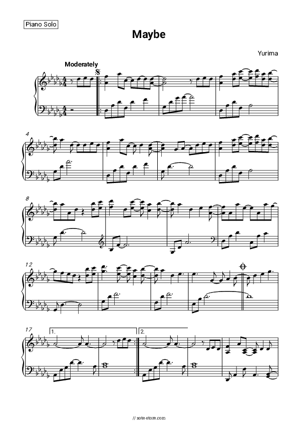 Maybe - Yiruma Piano Sheet Music - Piano.Solo