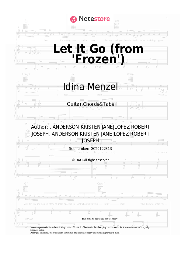 Let It Go (from 'Frozen') - Idina Menzel Chords and Tabs - Guitar.Chords&Tabs