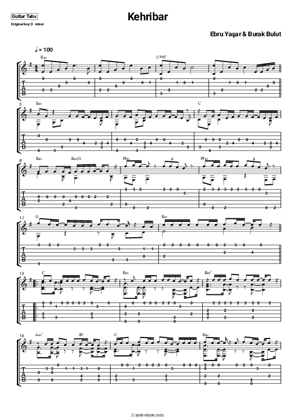 Kehribar - Ebru Yaşar, Burak Bulut Tabs - Guitar.Tabs