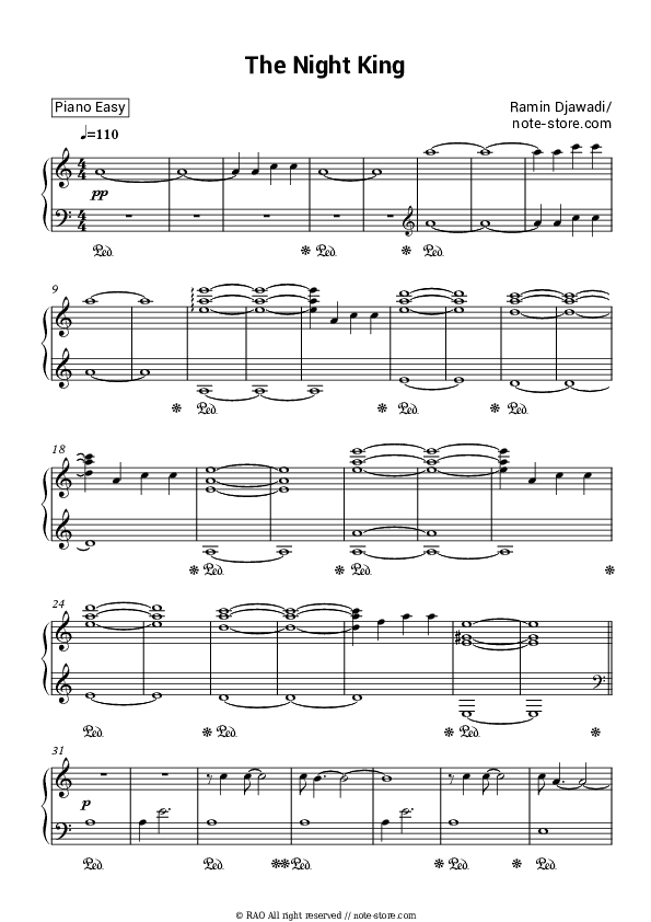 The Night King - Ramin Djawadi Piano Sheet Music Easy - Piano.Easy