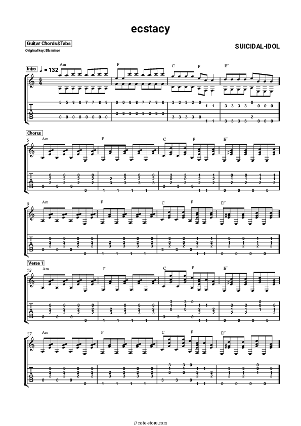 ecstacy - SUICIDAL-IDOL Chords and Tabs - Guitar.Chords&Tabs