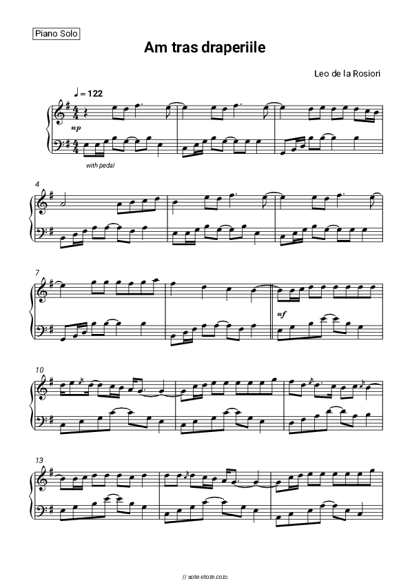 Am tras draperiile - Leo de la Rosiori Piano Sheet Music - Piano.Solo