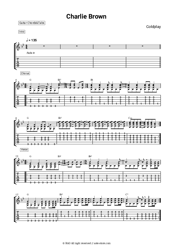Charlie Brown - Coldplay Chords and Tabs - Guitar.Chords&Tabs
