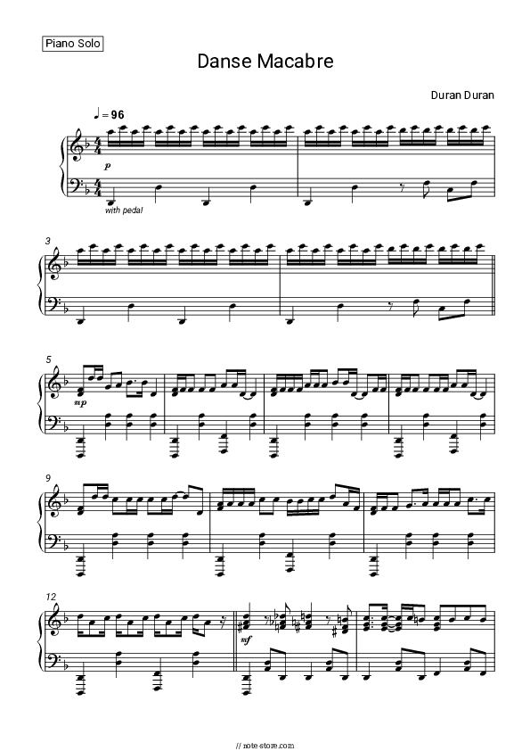 Danse Macabre - Duran Duran Piano Sheet Music - Piano.Solo