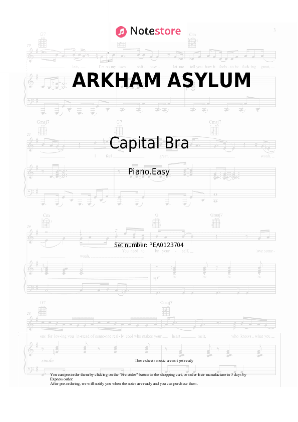 ARKHAM ASYLUM - Capital Bra, Joker Bra Piano Sheet Music Easy - Piano.Easy