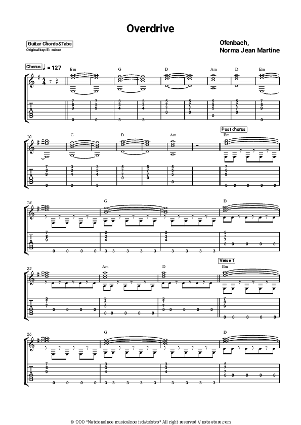 Overdrive - Ofenbach, Norma Jean Martine Chords and Tabs - Guitar.Chords&Tabs