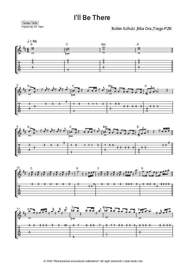 I'll Be There - Robin Schulz, Rita Ora, Tiago PZK Tabs Easy - Guitar.Tab.Easy