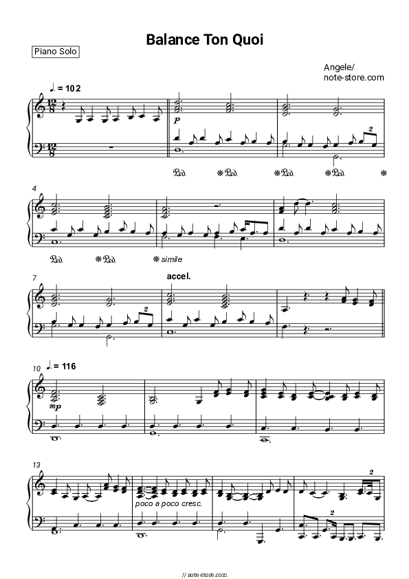 Balance ton quoi - Angèle Piano Sheet Music - Piano.Solo