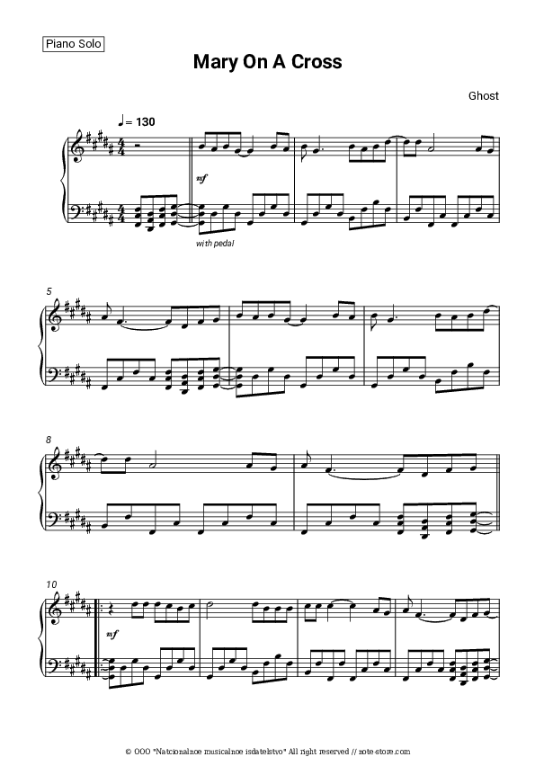 Mary On A Cross - Ghost Piano Sheet Music - Piano.Solo