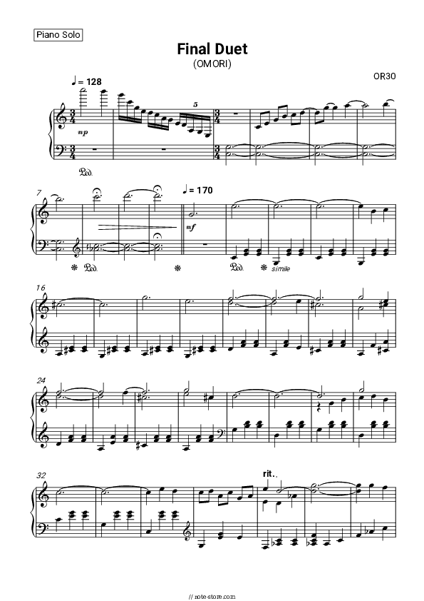 Final Duet (OMORI) - OR3O Piano Sheet Music - Piano.Solo