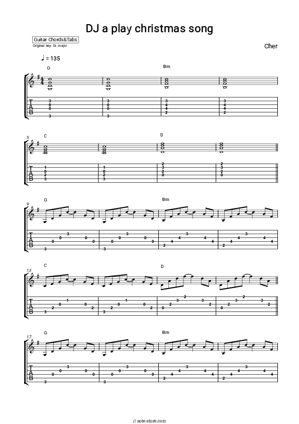 DJ Play A Christmas Song - Cher Chords and Tabs - Guitar.Chords&Tabs