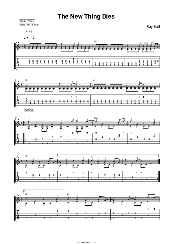 The New Thing Dies - Ray Bull Tabs - Guitar.Tabs