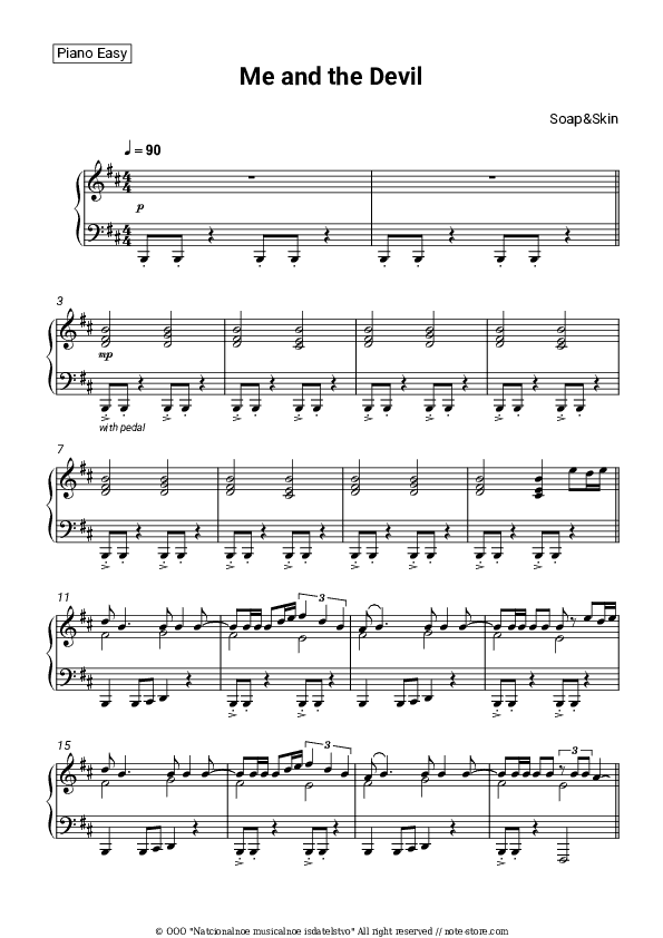 Me And The Devil - Soap&Skin Piano Sheet Music Easy - Piano.Easy