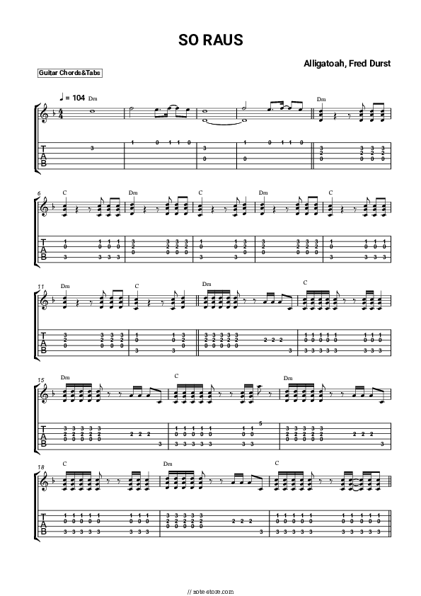 SO RAUS - Alligatoah, Fred Durst Chords and Tabs - Guitar.Chords&Tabs