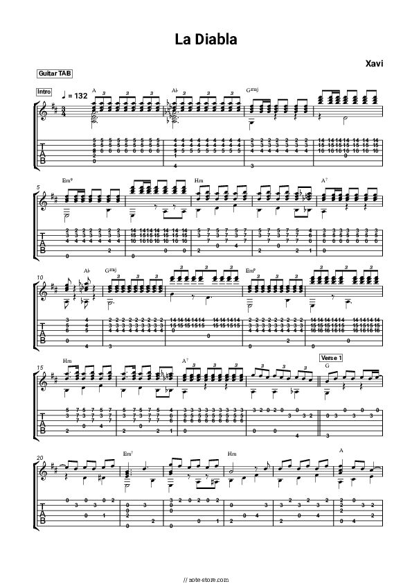 La Diabla - Xavi Tabs - Guitar.Tabs