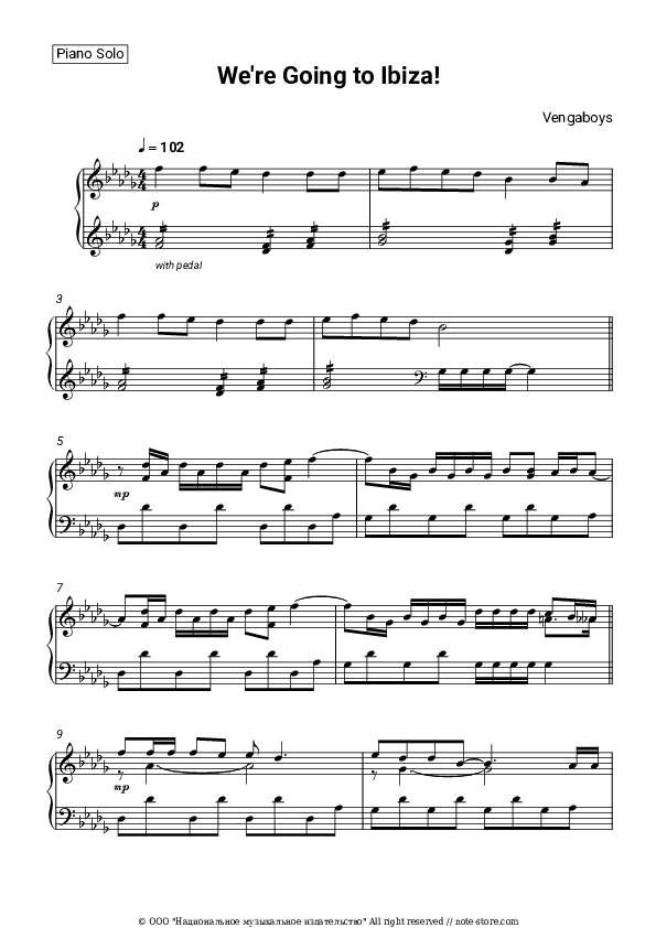 We're Going to Ibiza! - Vengaboys Piano Sheet Music - Piano.Solo