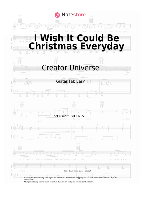 I Wish It Could Be Christmas Everyday - Creator Universe Tabs Easy - Guitar.Tab.Easy