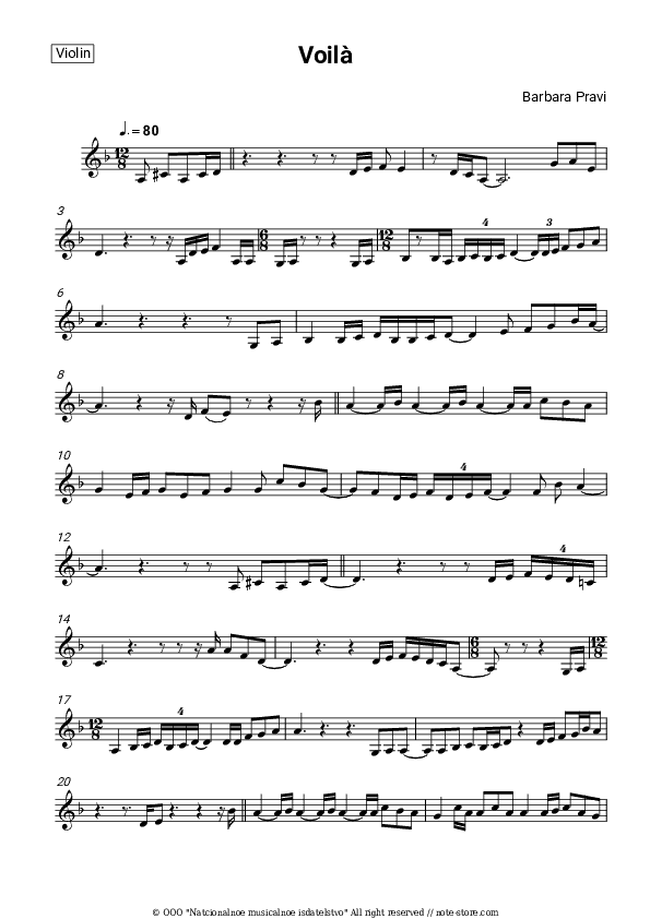 Voila - Barbara Pravi Violin Sheet Music - Violin