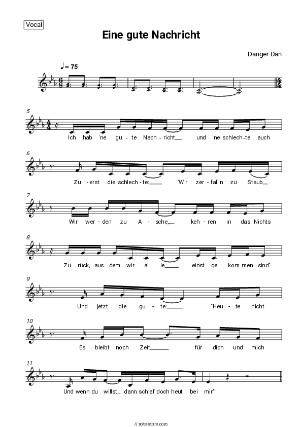 Eine gute Nachricht - Danger Dan, Antilopen Gang Vocal Sheet Music - Vocal
