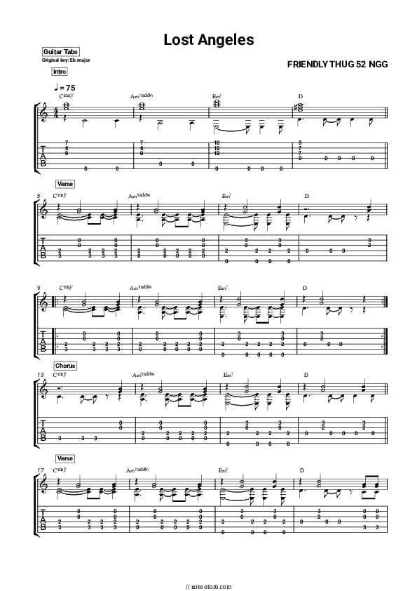 Lost Angeles - FRIENDLY THUG 52 NGG Tabs - Guitar.Tabs