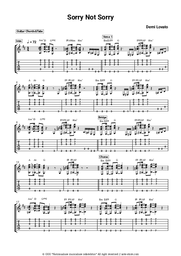 Sorry Not Sorry - Demi Lovato Chords and Tabs - Guitar.Chords&Tabs