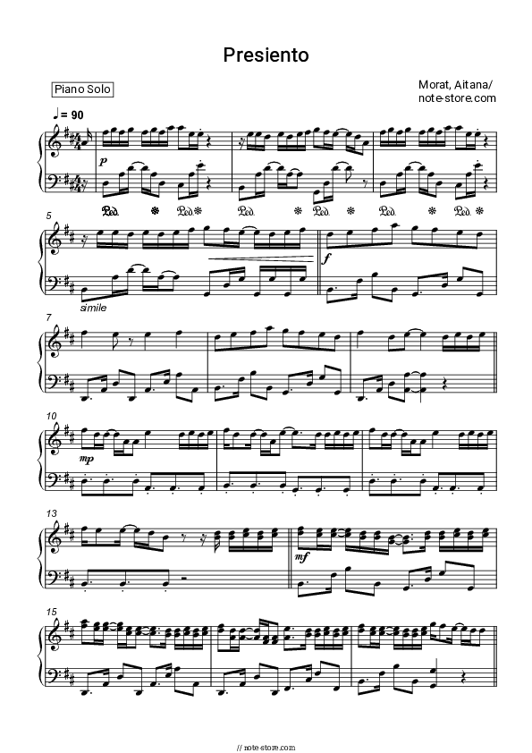 Presiento - Morat, Aitana Piano Sheet Music - Piano.Solo
