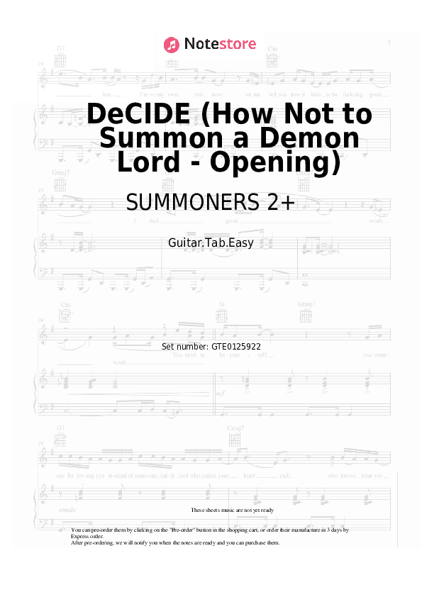 DeCIDE (How Not to Summon a Demon Lord - Opening) - SUMMONERS 2+ Tabs Easy - Guitar.Tab.Easy