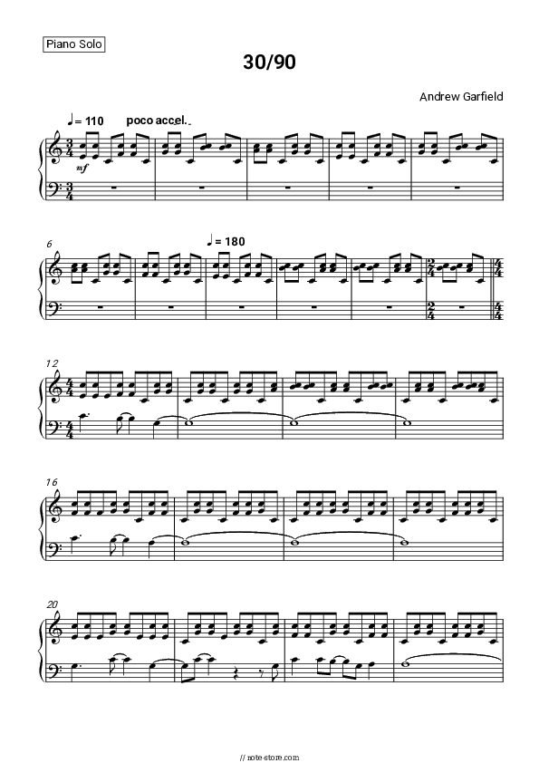 30/90 (from 'tick, tick... BOOM!' Soundtrack from the Netflix Film) - Andrew Garfield, Vanessa Hudgens, Joshua Henry, Robin de Jesús, Alexandra Shipp, MJ Rodriguez Piano Sheet Music - Piano.Solo