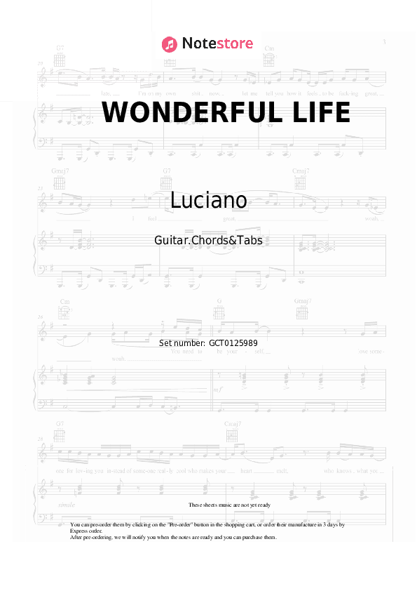 WONDERFUL LIFE - Luciano, Hurts, 6PM RECORDS, SIRA Chords and Tabs - Guitar.Chords&Tabs